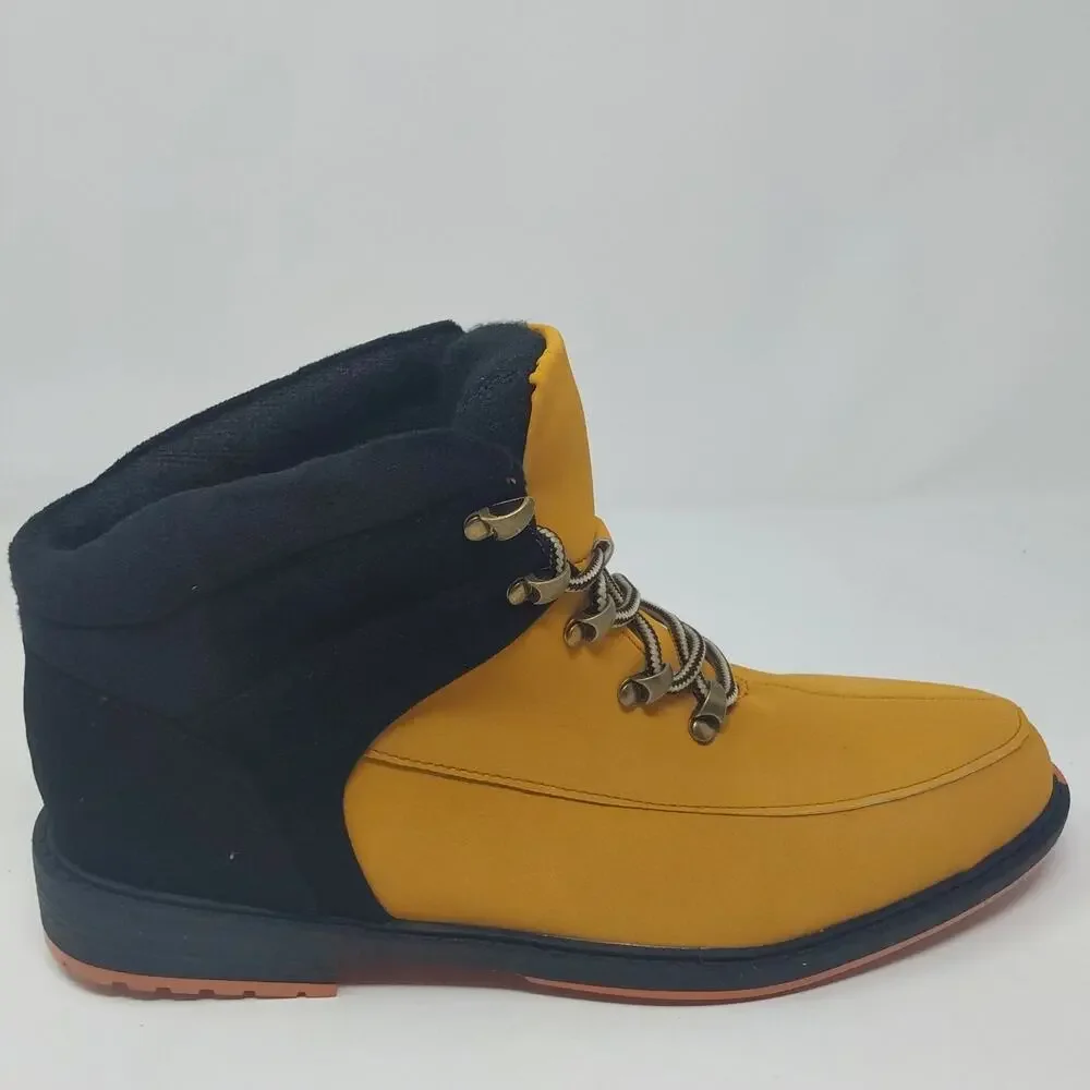 Mens Yellow Black Hiking Boots Lace Up Outdoor Work Boots Size 8.5 US/ 42 EU